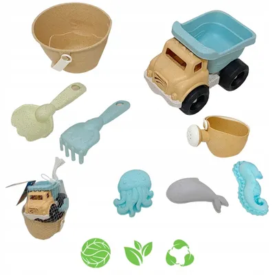 Immagine prodotto di WOOPIE GREEN Set di secchielli per sabbia 8 pz. MATERIALE BIODEGRADABILE