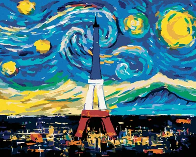 Produktbild von Zuty - Malen nach Zahlen - EIFFELTURM VON VINCENT VAN GOGH, 40x50 cm, mit Keilrahmen (bereits gespannt)