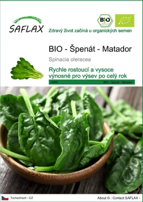 Obrázek produktu pro SAFLAX - BIO - Špenát - Matador - Spinacia oleracea - 300 Semena