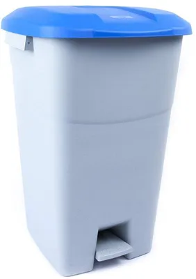 Zdjęcie produktu dla Ibenzoa® pojemnik na śmieci o pojemności 60 litrów z pedałem – kosz na śmieci, szara podstawa, niebieski wierzch, bezdotykowy, do użytku w domu i biurze