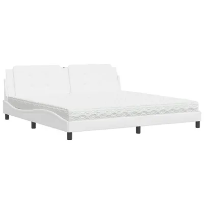 Obrázek produktu pro vidaXL Postel s matrací "Zadar" bílá 200x200 cm Imitace kůže