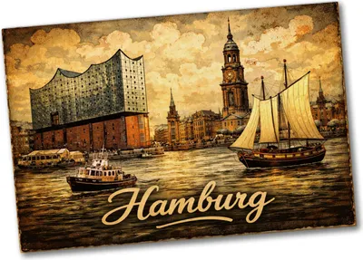 Produktbild von Hamburg Sonnenuntergang an der Elbe Souvenir Souvenir Magnet
