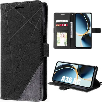 Image de Coque pour Samsung Galaxy A36 5G, Anti-Rayures Antichoc Protection Synthécuir Noir