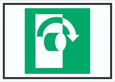 Produktbild von Öffnung durch Rechtsdrehung Symbol Schild A1 Rückseite selbstklebend