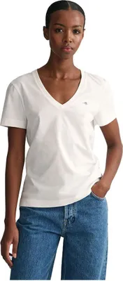 Image de Gant Reg Shield T-shirt manches courtes col V Blanc XL Femme Blanc XL