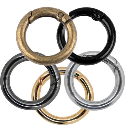Produktbild von 1 Ring Karabiner Innen-Ø Größenwahl Farbwahl Metall Ringkarabiner Schlüssel, Farbe:schwarz, Größe:Rund | 18mm x 5 mm
