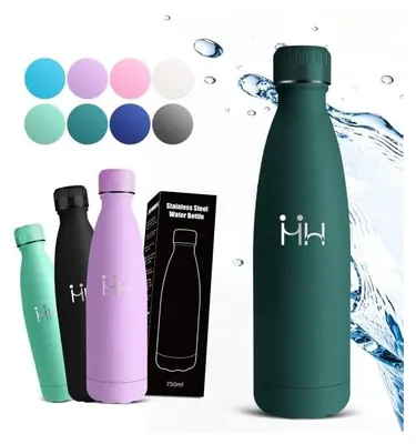 Produktbild von Edelstahl-Trinkflasche 750ml Mujigaga, BPA-frei, auslaufsicher, Metall, Camping