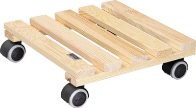 Produktbild von WAGNER Pflanzenroller PALETTI 29 x 29 x 8 cm, für den Innenbereich, Holz massiv, natur, Tragkraft 100 kg - EU Ware - 20043701