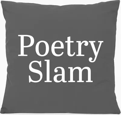 Produktbild von Huuraa Kissen Poetry Slam Schriftzug 40x40cm mit Füllung Steel Grey Baumwolle Dekokissen Geschenkidee