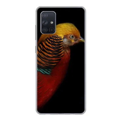 Produktbild von MuchoWow® Handyhülle Schutzhülle Hülle für Samsung Galaxy A51 5G Vogel - Federn - Schwarz - Porträt Silikon Softcase Handy Hülle