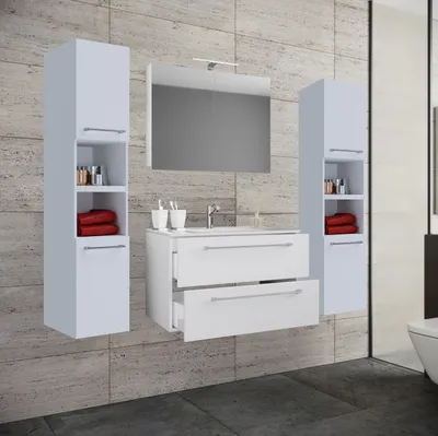 Produktbild von Badinos Badmöbel-Sets A 80 cm, Spiegelschrank Weiß.