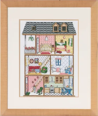 Produktbild von Permin Kreuzstich Stickpackung "Puppenhaus", Zählmuster, 39x32cm, 92-7434