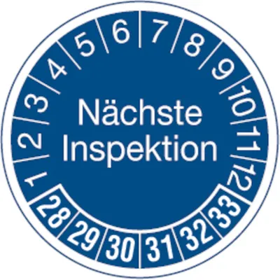 Produktbild von Dreifke® Prüfplakette Nächste Inspektion ab 28 blau/weiß - 30 mm Folie selbst...