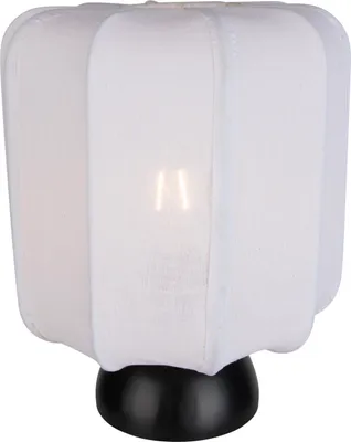 Produktbild von QAZQA - Japandi Japandi Tischleuchte I Tischlampe I Lampe I Leuchte schwarz mit weißem Schirm - Nori I Wohnzimmer I Schlafzimmer - Textil Rund - LED geeignet E27