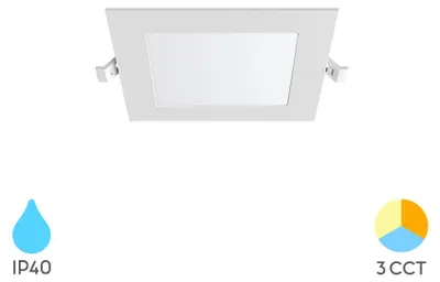 Produktbild von Braytron LED Panel Einbaustrahler 3W Ultraflach Eckig Warmweiß Neutralweiß Kaltweiß 3CCT 220 lm Weiß IP40