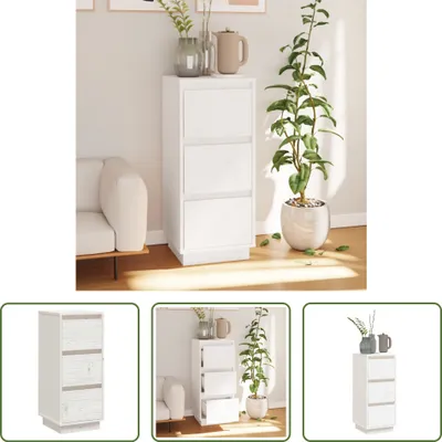 Produktbild von The Living Store Sideboard Weiß 32x34x75 cm Massivholz Kiefer