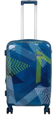 Produktbild von Warenhandel König Trolley Koffer Polycarbonat Hartschale, Blau mit gelben Akzenten, L (66x45x29 cm), mit Dehnfalte