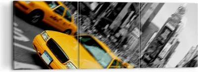 Produktbild von Bild auf Leinwand - Leinwandbild - Amerika taxi stadt - 120x40cm - Wand Bild - Wanddeko - Leinwanddruck - Bilder - Kunstdruck - Wanddekoration - Leinwand bilder - Wandkunst - CA120x40-2178