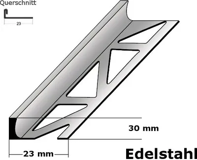 Produktbild von Fliesenprofil "Beldert" Fliesenabschlussprofil / Trennschiene für Fliesenabschlüsse, Höhe: 2 - 30 mm, Breite: 23 mm, aus Edelstahl-30 mm