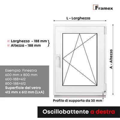 Immagine prodotto di Finestra per cantina Framex interno bianco/esterno antracite LxH 50x80cm (500x800mm) doppia (32mm) rotazione/inclinazione DIN destra - Finestre in PVC Finestre Premium - Tutte le dimensioni