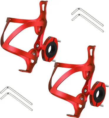 Image de lot de 2 porte-bidons Bike en alliage d'aluminium MTB vélo de course cages à eau avec collier de serrage pour le cyclisme, noir