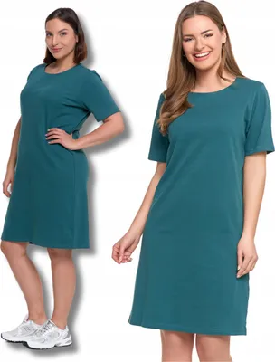 Productafbeelding van Jurk – damesjurk maat XL – zomerjurk, groen – jurk in T-shirtstijl – jurk met korte mouwen
