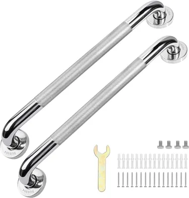 Productafbeelding van PromoHome® Badgreep, roestvrij staal, antislip, 50 cm, voor senioren, veilige douchegreep, roestvrij staal, zilver