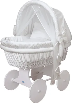 Produktbild von Waldin Baby Stubenwagen-Set mit Ausstattung,XXL,Gestell/Räder weiß lackiert,Weiß