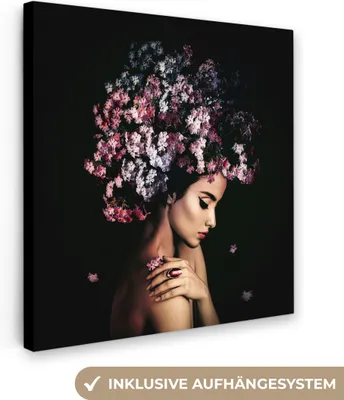 Zdjęcie produktu dla MuchoWow® - Obraz na płótnie - Blossom - Woman - Pink - Luxury, fototapeta, dekoracja ścienna, obrazy do salonu, 90x90cm