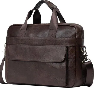 Productafbeelding van Leren Aktetas voor 15 Inch Laptop met Veel Opbergruimte