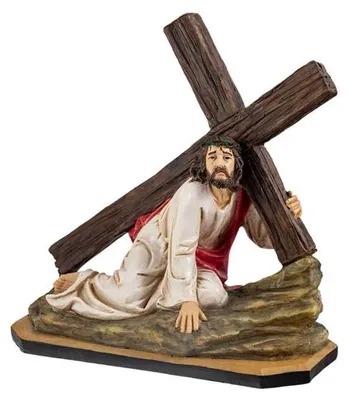 Jesus-Figur auf dem Weg nach Golgatha, 20 cm, Kunstharz