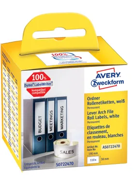 Zdjęcie produktu dla Avery AS0722470, Biały, Prostokąt, Na stałe, 38 x 190 mm, Rolle, Papier