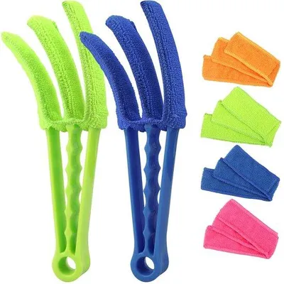 Immagine prodotto di Set per la pulizia delle tende a lamelle, 2 pezzi, con 4 panni in microfibra, pulitore per lamelle