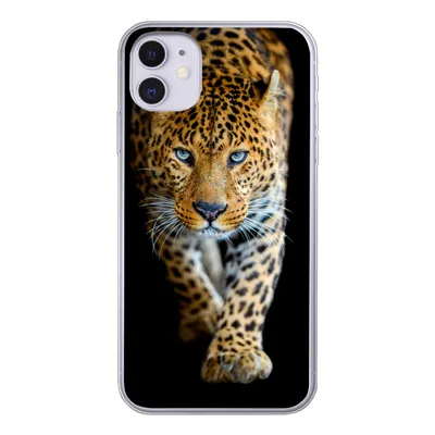Produktbild von MuchoWow® Handyhülle Schutzhülle Hülle für iPhone 11 Leopard - Tiere - Porträt - Wildtiere - Schwarz Silikon Softcase Handy Hülle - Handytasche