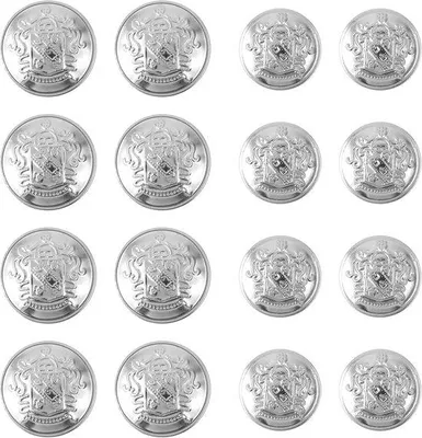 Image de Boutons de blazer argentés, 18 mm, métal vintage, lot de 16