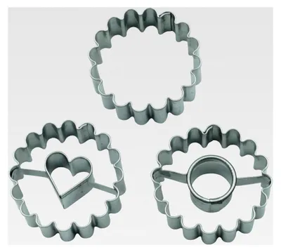 Produktbild von 3er-Set Ausstechformen „Kreise“ - Runde Ausstecher - 2 Linzer Ausstecher mit Herz und Kreis - für Spitzbuben, Hildabrötchen und Plätzchen - Spülmaschinengeeignet