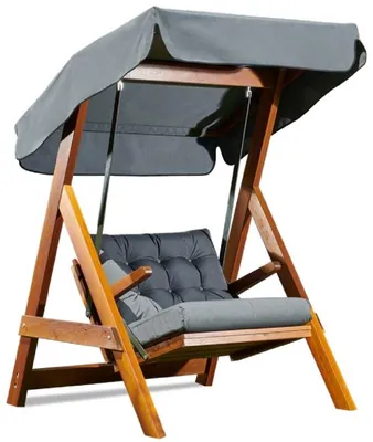 Obrázek produktu pro Casa Padrino Luxury Hollywood Swing Anthracite Grey / Brown - Moderní zahradní houpačka odolná proti povětrnostním vlivům se sluneční stříškou - Nábytek na terasu - Zahradní nábytek - kolekce