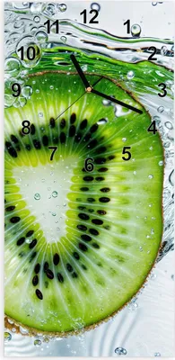 Produktbild von Wanduhr aus Glas mit Motiv Kiwi im Wasser- 30 x 60 cm - inkl. Aufhängesystem