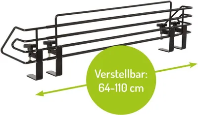 Produktbild von BOMI Herdschutzgitter Mowi 64-110 cm zum Klemmen | Herdsicherung Ohne Bohren | Herdgitter ist spülmaschinenfest | Kindersicherung für die Küche in Schwarz