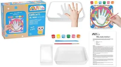 Produktbild von Handabdruck-Set für Kinder, Kreativset, Main d'Artiste, ab 5 Jahren, mit Gips, Farben und Pinsel