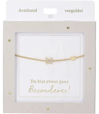Produktbild von Depesche Armband Gold mit M-Anhänger und Herz, verstellbares Geschenk