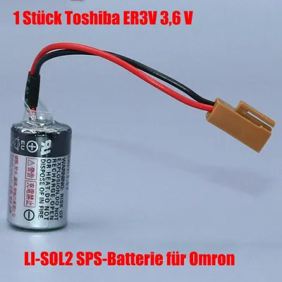 Obrázek produktu pro 1 kus Toshiba ER3V 3,6 V LI-SOL2 PLC baterie 1200mAh s konektorem pro čítače Omron