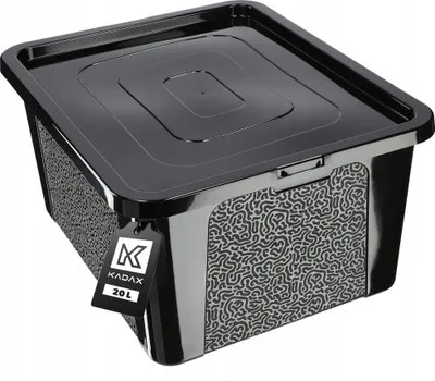 Immagine prodotto di Contenitore in plastica KADAX 20L con coperchio, nero, con serratura, grande organizzatore