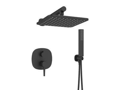 Produktbild von GranMaster Unterputz-Duschsystem Schwarz Matt - Design Duschset mit Regendusche & Handbrause, Einhebel-Duscharmatur inkl. Installations-Box,