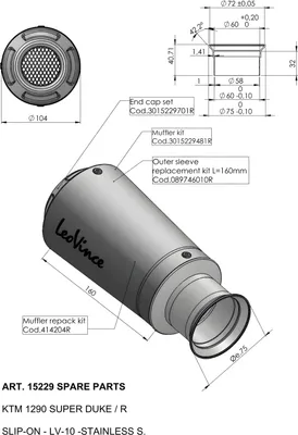 Image de Silencieux arrière LeoVince Pièce détachée d'échappement, acier inoxydable pour LV-10