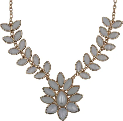 Produktbild von Steuer Modeschmuck Collierkette Metall 53cm weiß Glasstein 445050048