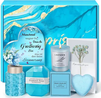 Produktbild von Geschenkset für Frauen: Acryl-Dekoschild, Badebomben, Seife und Kerze, Geschenkidee für Weihnachten Geburtstag