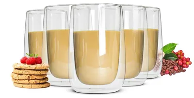 Imagen del producto de Juego de 6 vasos dobles para Latte Macchiato, de 380 ml, transparentes