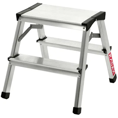Image de Échelle, en aluminium, charge maximale 125 kg, hauteur 180 cm, dimensions repliée : 180 cm x 30 cm x 10 cm, plateforme antidérapante