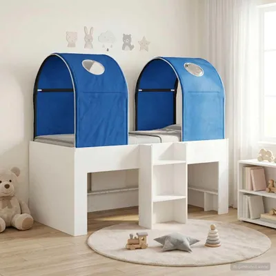 Produktbild von Möbel Bett mit Tunnel 4 pcs Weiß und Blau HolzwerkstoffGartensofas - Gartensofas c4982
